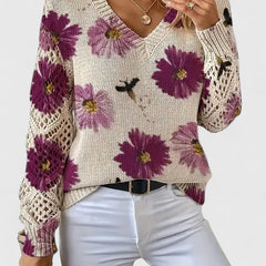 Aurélie | Elegant Floral Knit Sweater