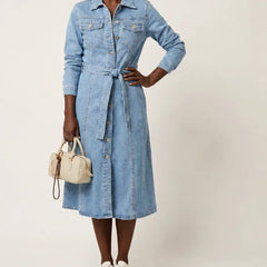 Maribell | Long-Sleeve Denim Maxi Dress