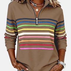 Vienna | Rainbow Striped Zip Sweatshirt
