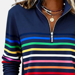Vienna | Rainbow Striped Zip Sweatshirt