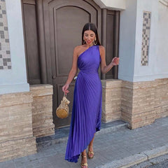 Peony | Women's Wedding Guest One Shoulder Asymmetric Midi Dress Evening
