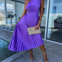 Peony | Women's Wedding Guest One Shoulder Asymmetric Midi Dress Evening