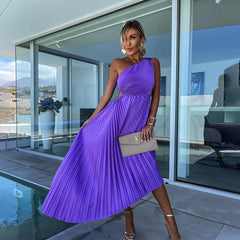 Peony | Women's Wedding Guest One Shoulder Asymmetric Midi Dress Evening