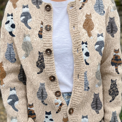 Charlotte™ | Cozy Cat Print Cardigan