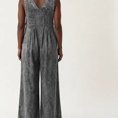 Griselda | Pleated Wide-Leg Denim Jumpsuit