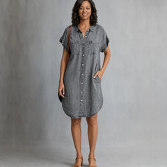 Kiara | Button-Through Denim Dress