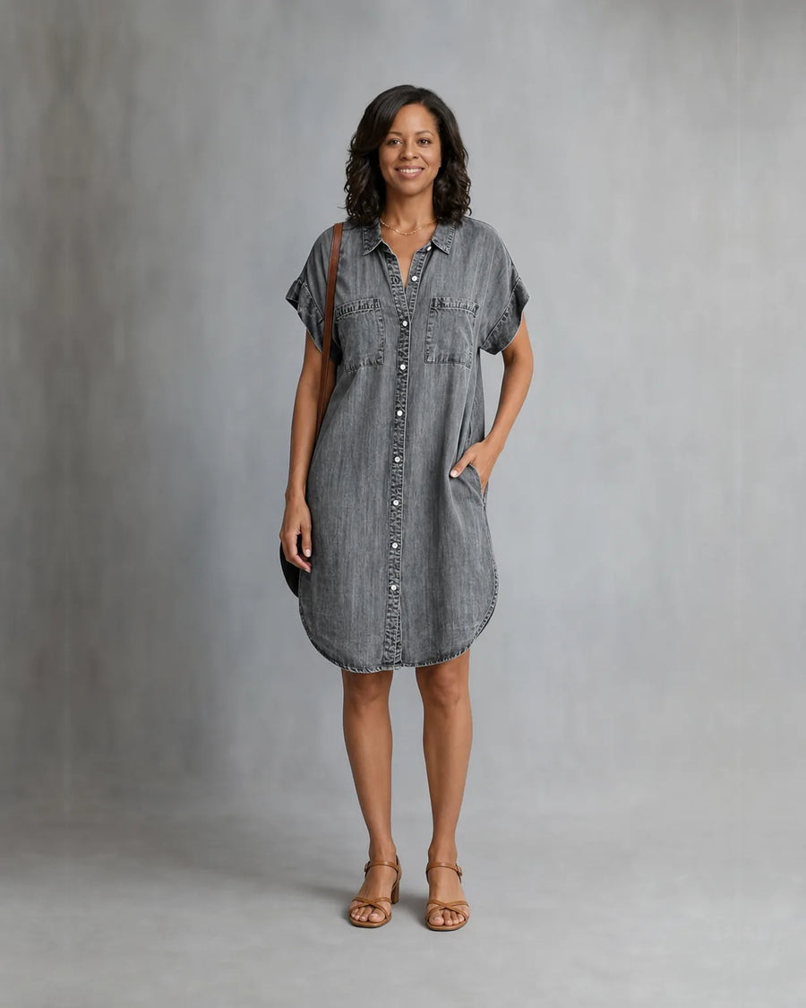 Kiara | Button-Through Denim Dress