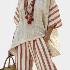 Rosalinda - Rustic Striped Linen Trouser Set