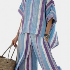 Ginevra - Pastel Striped Linen Trouser Set