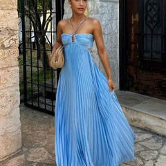 Orchid | Women's Wedding Guest Halter Maxi Dress Evening