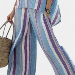 Ginevra - Pastel Striped Linen Trouser Set