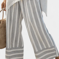 Fiorella - Asymmetric Striped Trouser Set