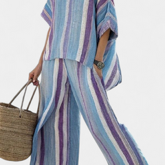 Ginevra - Pastel Striped Linen Trouser Set