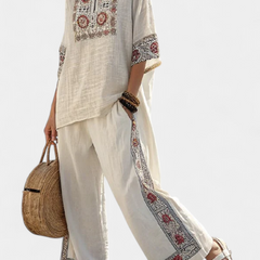 Tiziana - Embroidered Wide-Leg Trouser Set