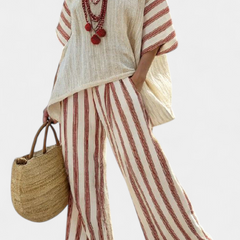 Rosalinda - Rustic Striped Linen Trouser Set