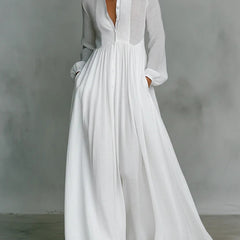Celine | Flowing Button-Front Maxi Dress