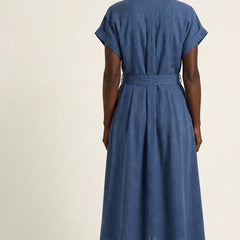 Albane | Button-Front Belted Denim Midi Dress