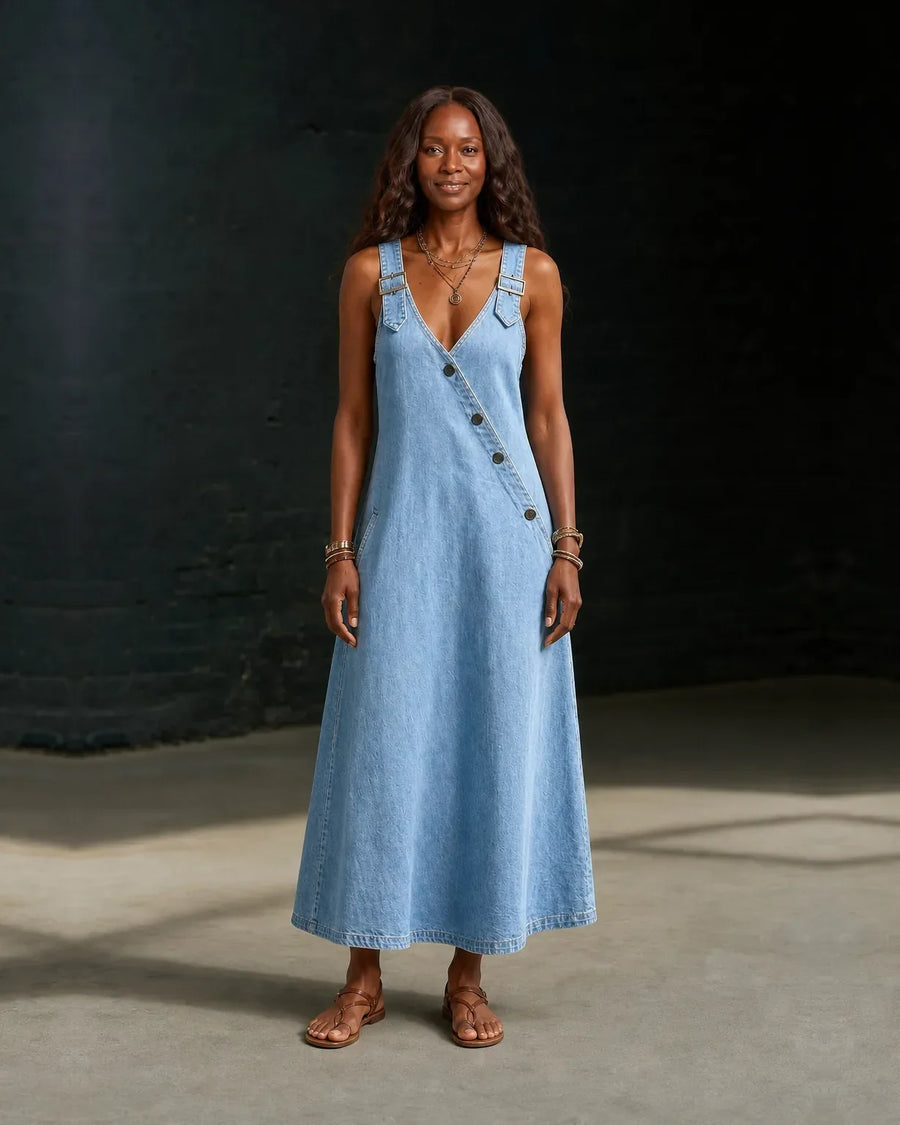 Bianca | Long Button-Through Denim Dress