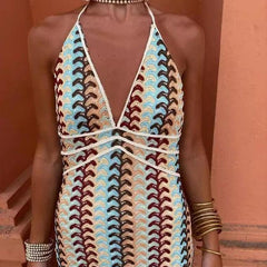 Iris | Women's Wedding Guest Crochet Draped Dress for Beach Wedding