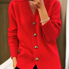 Michaela | Women's V-Neck Button-Front Cardigan