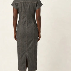 Oriane | Button-Front Denim Bodycon Midi Dress