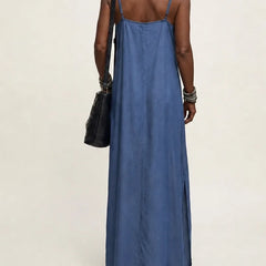 Azure | Side-Slit Denim Maxi Dress