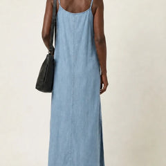 Azure | Side-Slit Denim Maxi Dress