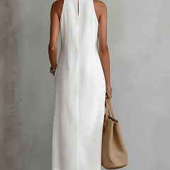 Jimena | Relaxed Embroidered Mandarin Collar Midi Dress