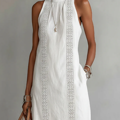Celine | Sleeveless Lace Detail Midi Dress