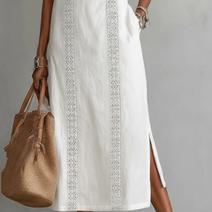 Celine | Sleeveless Lace Detail Midi Dress