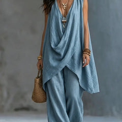 Women's Bohemian Style Loose Cotton And Linen Set