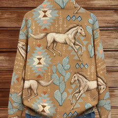Perpetua™ | Desert Horse and Cactus Zip Cardigan