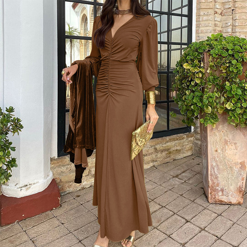 V-Neck Ruffled Dress