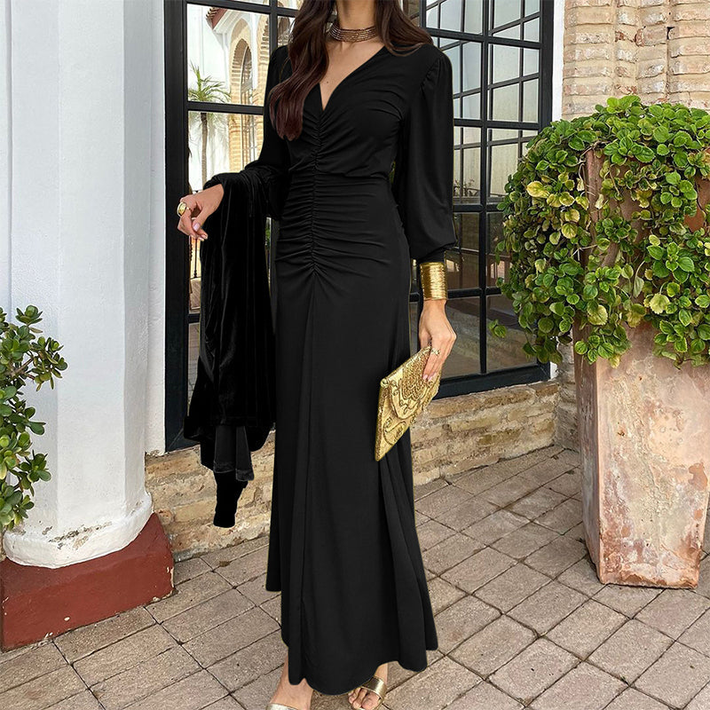 V-Neck Ruffled Dress