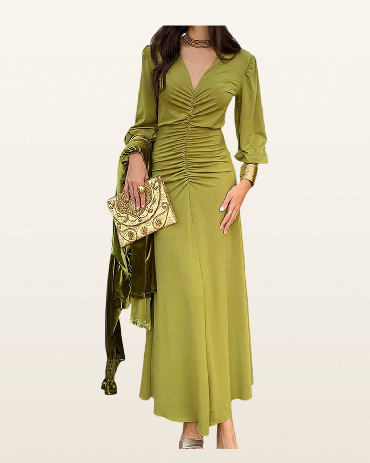 v-neck-ruffled-dress — James & Sarah studio