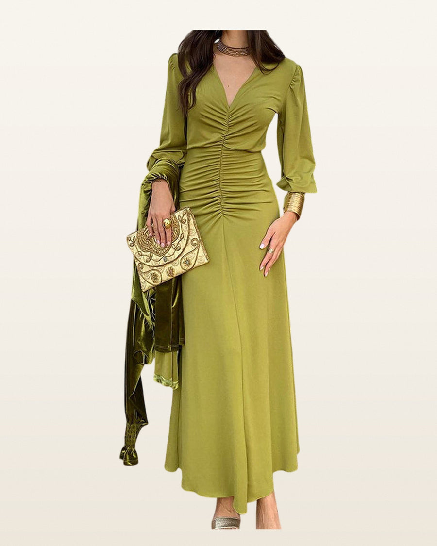 v-neck-ruffled-dress — James & Sarah studio