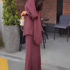 Lisa™ | Long-sleeved Tie-Drawstring Shirt and Skirt Set