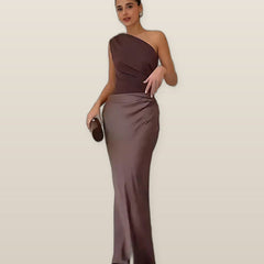 Ashley | Maxi Dress with a Guilt in Satin