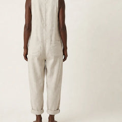 Liva | Button-Strap Denim Jumpsuit