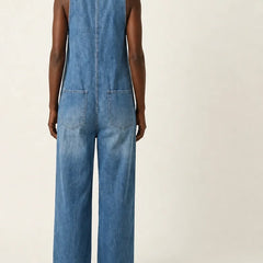 Liva | Button-Strap Denim Jumpsuit
