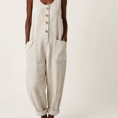 Liva | Button-Strap Denim Jumpsuit