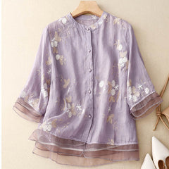 Kourtney™ | Chic Blouse with Floral Accents